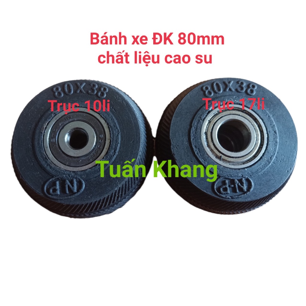 Bánh xe đẩy hàng chất liệu cao su đường kính 80mm