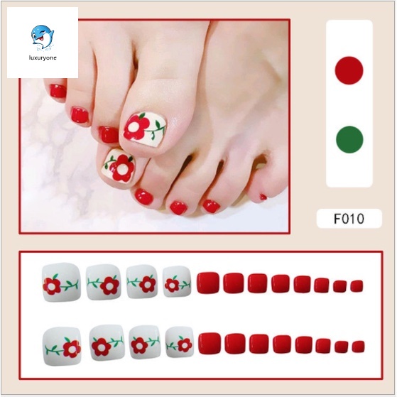 Set 24 móng chân giả F001-009 kèm keo dán tiện lợi