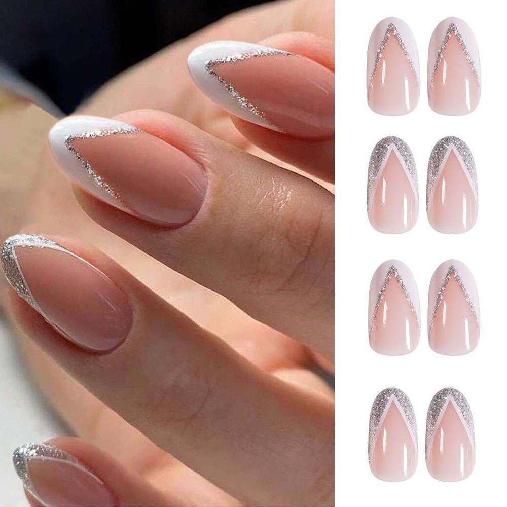 Bộ 24 Móng Tay Giả Kiểu Pháp Có Thể Tháo Rời