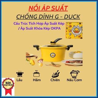 Nồi áp suất vịt vang GDUCK chống dính nấu được trên mọi loại bếp công suất cao siêu cute hàng cao cấp siêu bền
