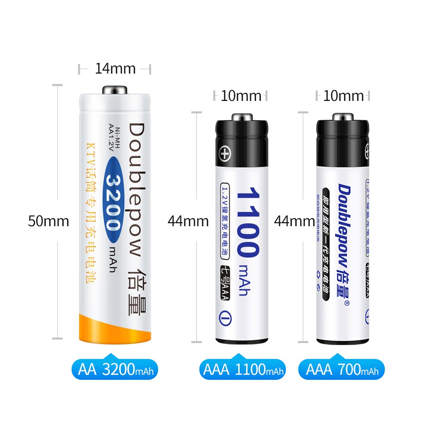 Pin Sạc AA 3200mAh Doublepow dung lượng cao cho Micro karaoke, đồ chơi trẻ em, đồng hồ treo tường