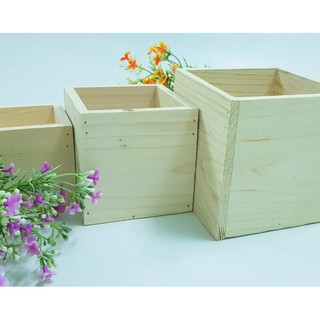 Bộ chậu gỗ vuông 3 cái
