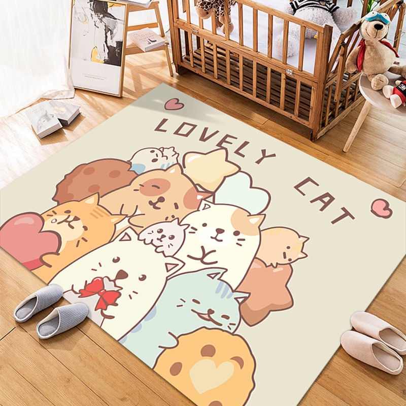 Thảm Lót Sàn Họa Tiết Hoạt Hình Dễ Thương Trang Trí Phòng Khách / Phòng Ngủ Cho Bé Gái