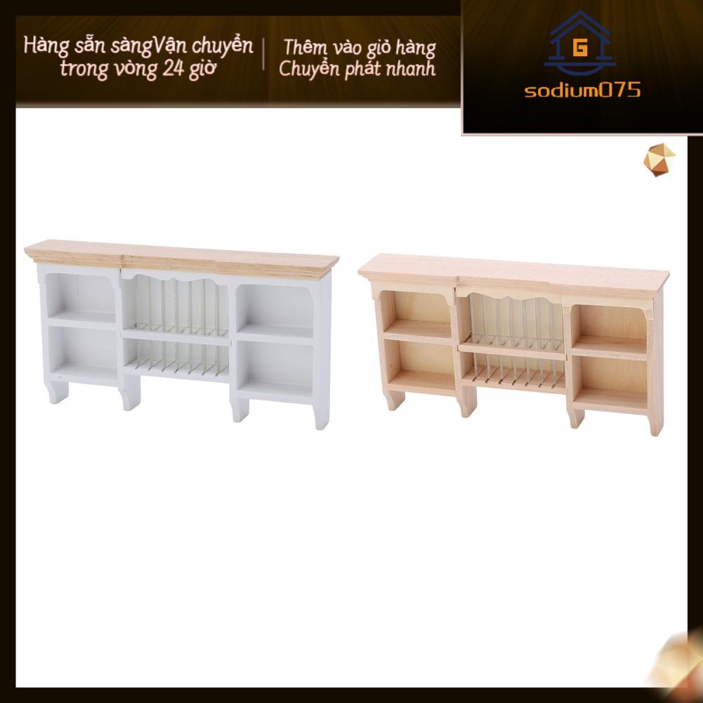 Sodium075 1/12 Tủ lưu trữ Miniatura Treo tường Vẽ tay Nhà búp bê đựng chén đĩa Thủ công Mini Kệ