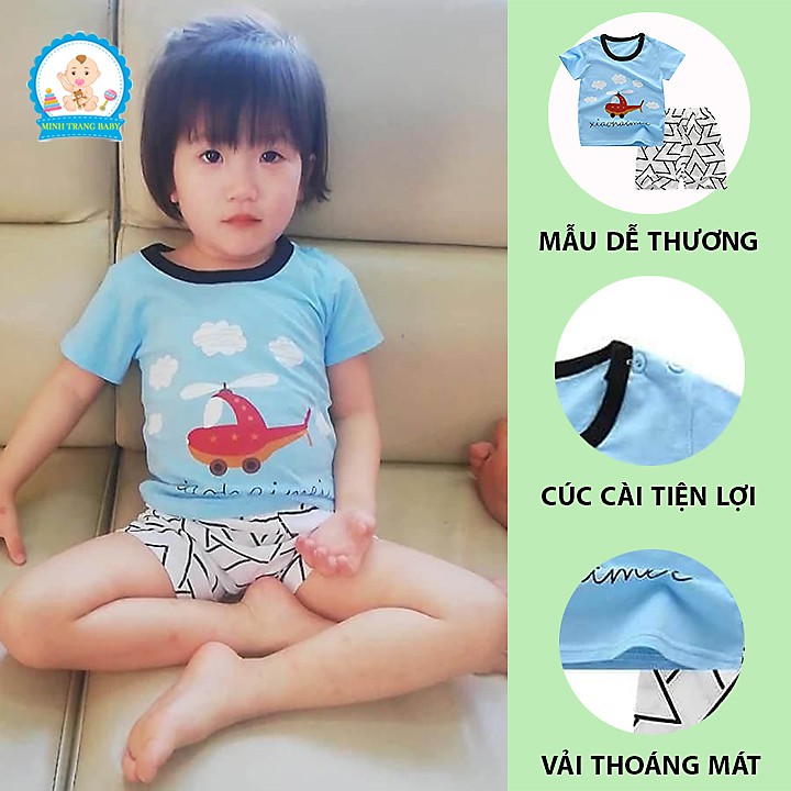 Bộ Cộc Tay Cotton Quảng Châu Cho Bé (Có Túi Zip)