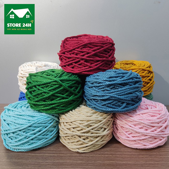 Dây thừng cotton, nguyên liệu làm macrame đủ màu, full color, đủ size, 3mm, 5mm  giá tốt, định lượng 01kg I Store 24h