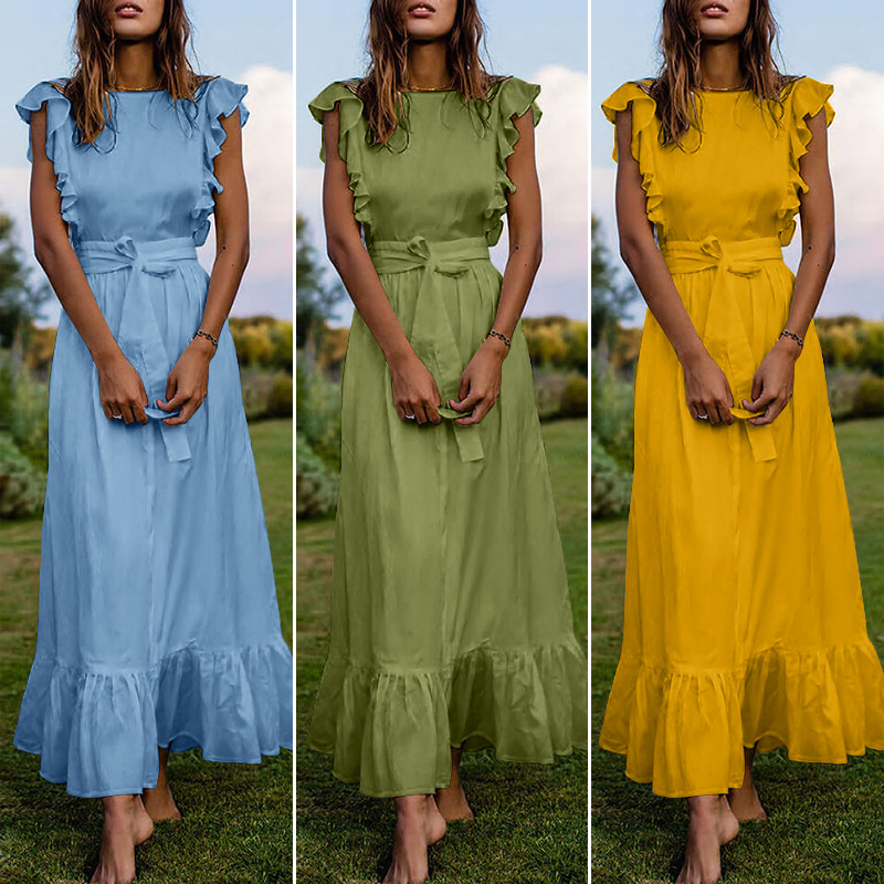 Đầm ZANZEA Thiết Kế Dáng Dài Không Tay Kiểu Vintage Thời Trang Cho Nữ | BigBuy360 - bigbuy360.vn