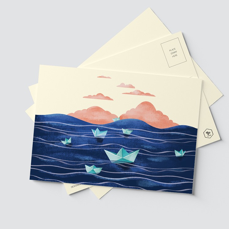Postcard mẫu Xếp giấy Origami