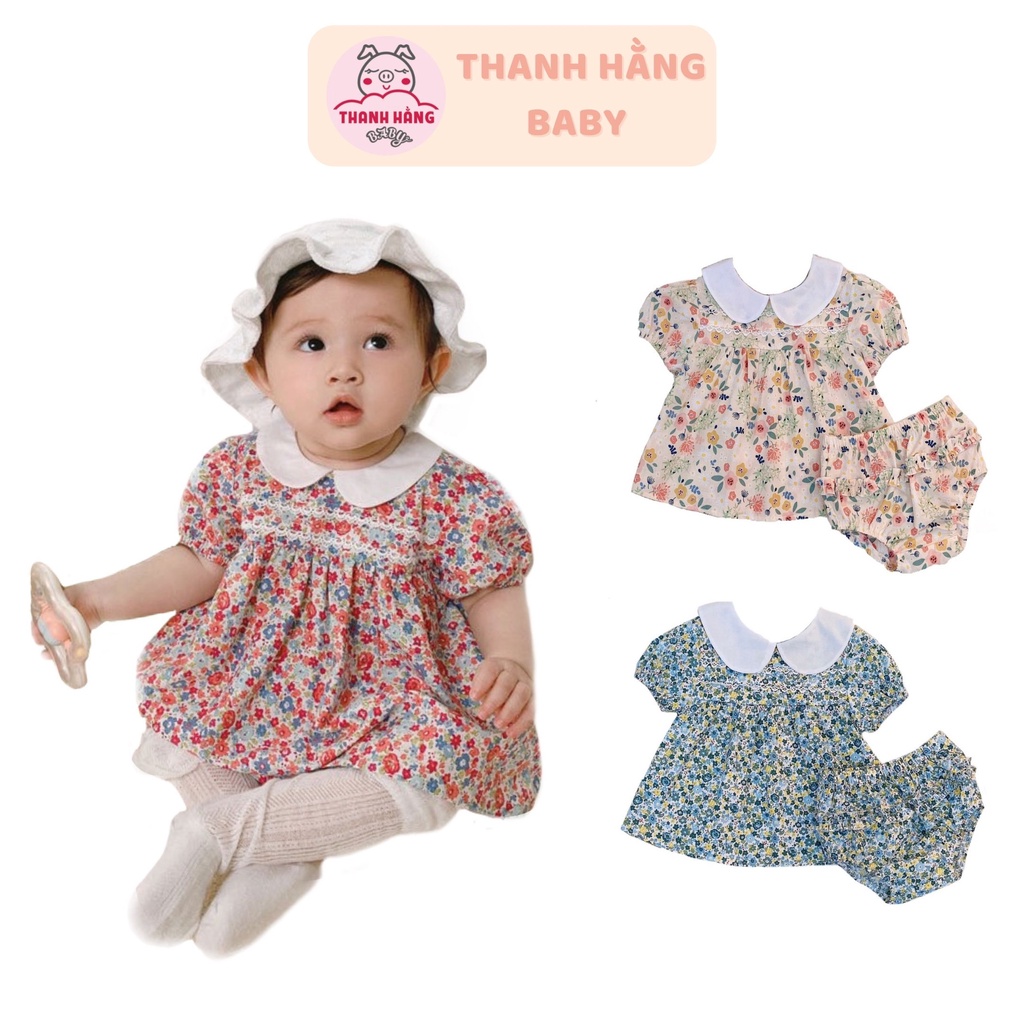 Váy Trẻ Em Dành Cho Bé Gái, Váy Hoa Nhí Cho Bé Kèm Chip Thanh Hằng Baby 5 Đến 13 Kg