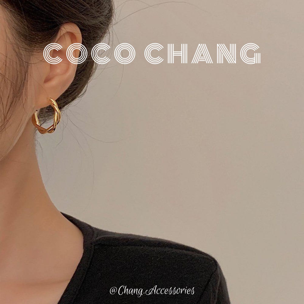 Bông tai tròn khuyên tai nữ 3 vòng xoắn đơn giản phong cách Hàn Quốc