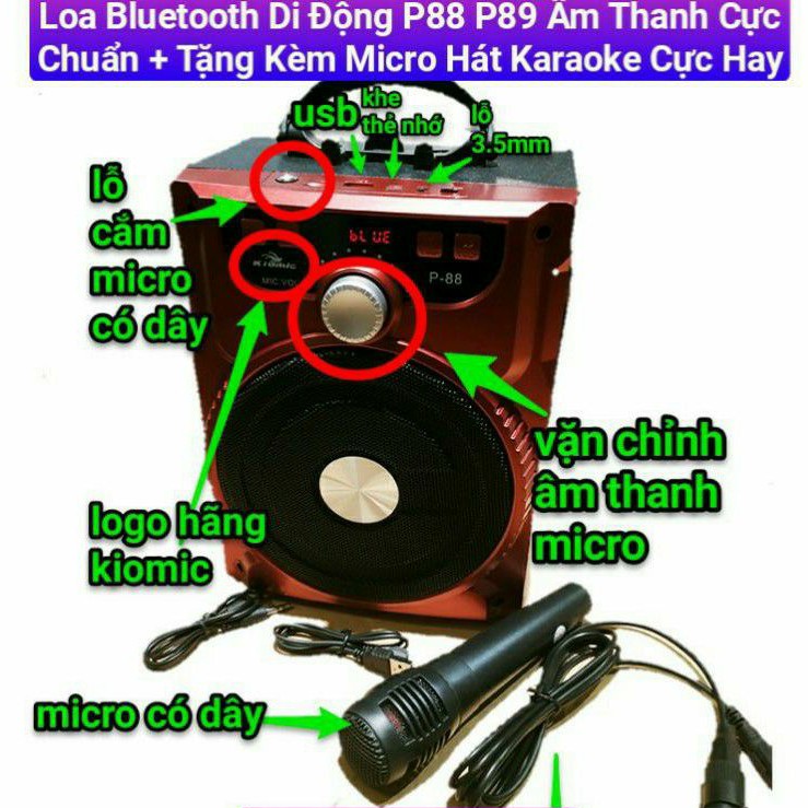 [ Tặng kèm quà ] Loa Bluetooth Di Động P88 P89 NT88 Âm Thanh Cực Chuẩn + Tặng Kèm Micro Hát Karaoke Cực Hay