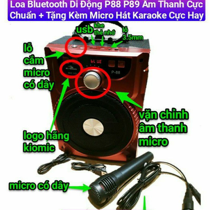 [ Tặng kèm quà ] Loa Bluetooth Di Động P88 P89 NT88 Âm Thanh Cực Chuẩn + Tặng Kèm Micro Hát Karaoke Cực Hay
