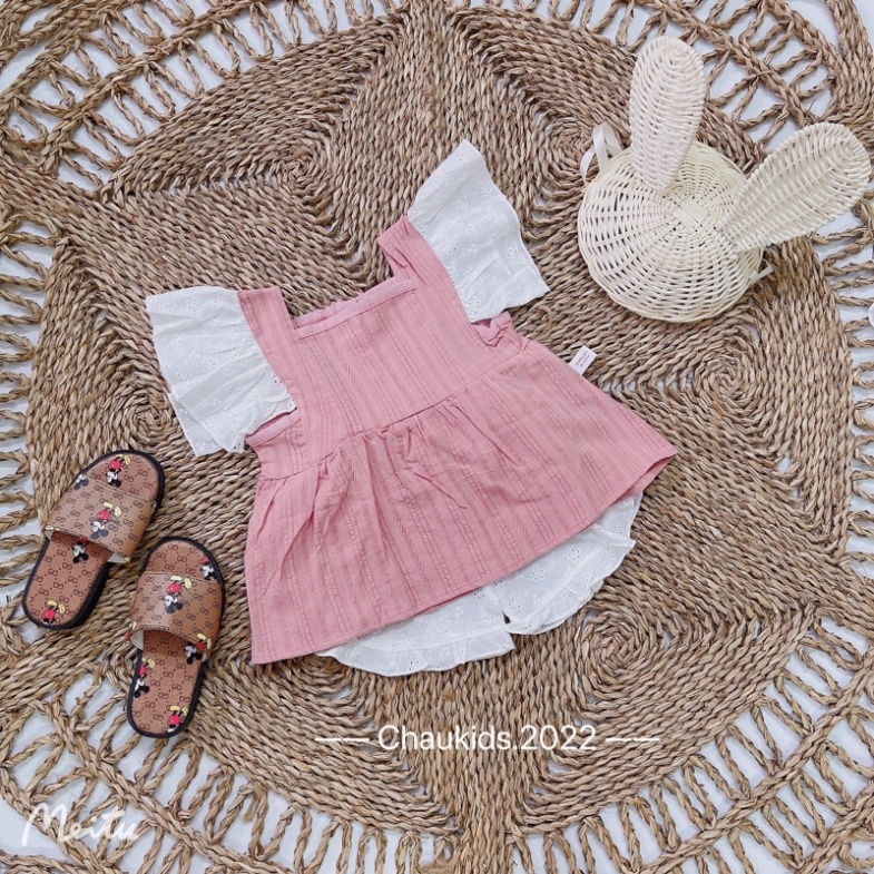 Bộ cánh tiên kèm quần đùi trắng cho bé gái, Bộ tay trắng 2022 bé gái