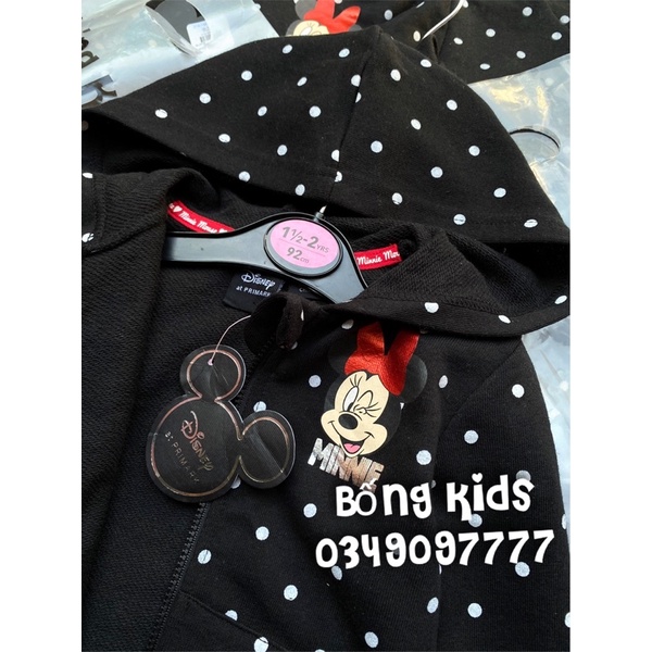 Áo Khoác Nỉ Hoodie Bé Gái Minnie Bi Đen PR