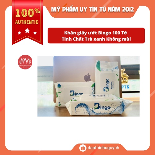 Khăn Giấy Ướt Bingo 100 Tờ Chính Hãng, Tinh Chất Trà Xanh Không Mùi Không Cồn An Toàn Cho Da Daothinhuquynh