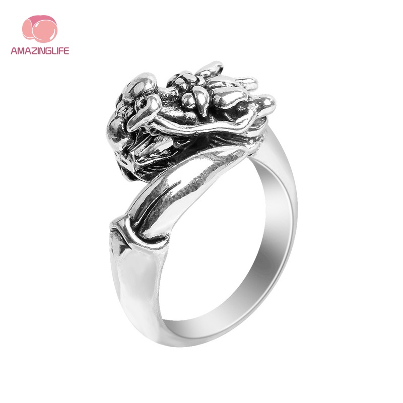 Nhẫn Hình Rắn / Ếch Bằng Hợp Kim Phong Cách Gothic Punk Cổ Điển Cá Tính Dành Cho Nam