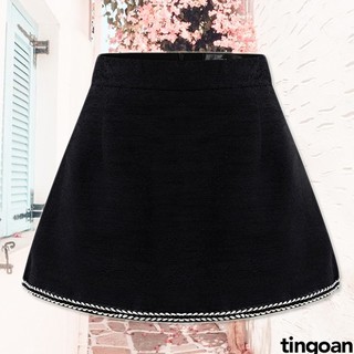Chân váy tweed bện dây đen cạp cao tingoan LOVIN' TWEED SKIRT/BL