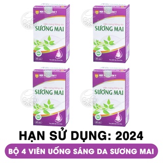 Bộ 4 hộp viên uống sáng da sương mai Học Viện Quân Y 60 viên x4 mờ nám tàn nhang da trắng mịn màng