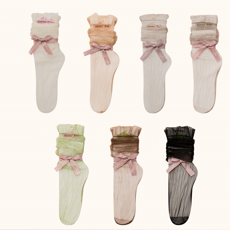 Korean Ins Fluffy Tulle Glass Silk Loose Socks Women New Design Ladies Lace Transparent Ultra-thin Mesh Frilled Sheer Socks Cool