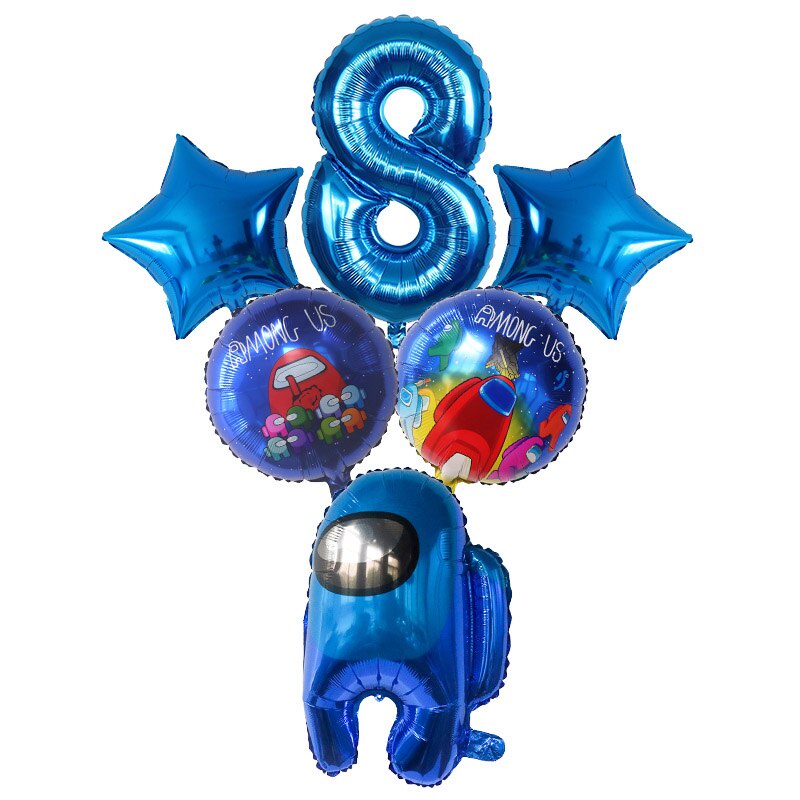Set 6 Bong Bóng 32inch Hình Chữ Số Màu Xanh Dương Dùng Trang Trí Tiệc Sinh Nhật