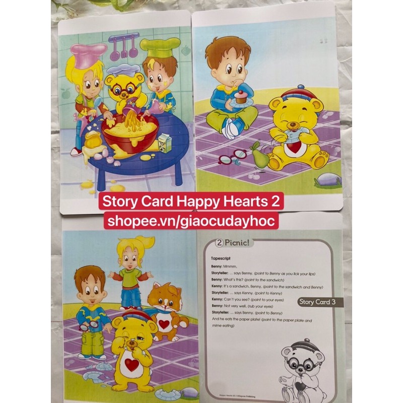 Flashcards  Story Card Happy Heart 2- Size A4 ép plastics  bền đẹp