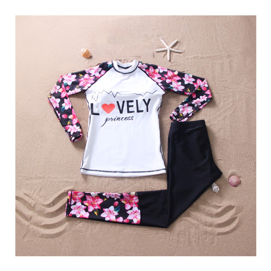 Đồ bơi nữ dài tay, quần dài họa tiết đẹp M9005 | BigBuy360 - bigbuy360.vn