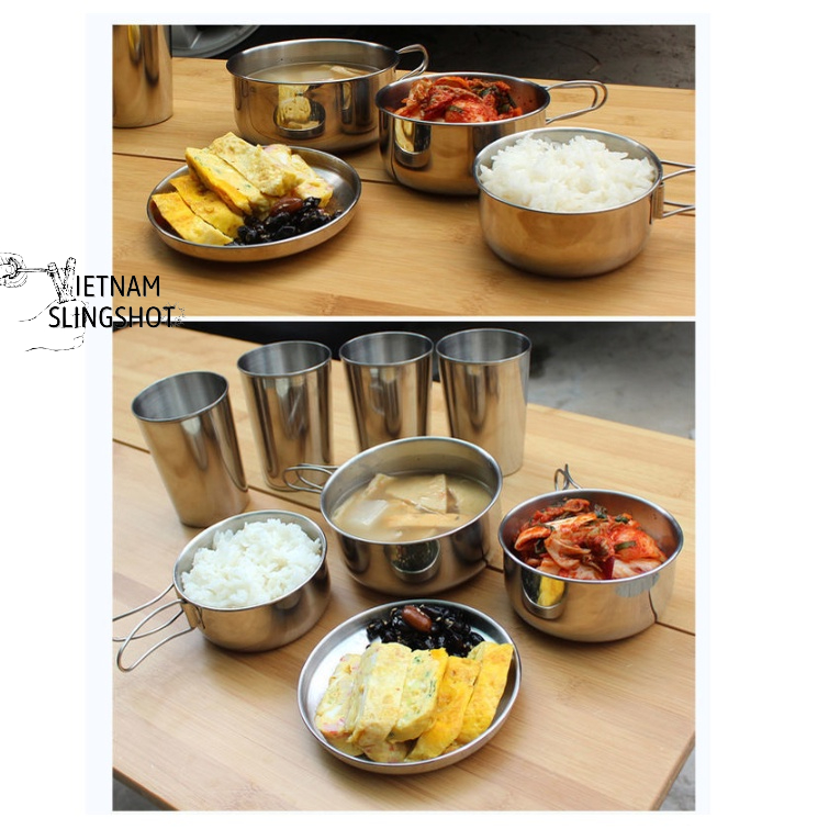 Bộ nồi chảo cốc hiệu CAMEL 8 món, du lịch cắm trại gọn nhẹ xuất nhật [DCP2]
