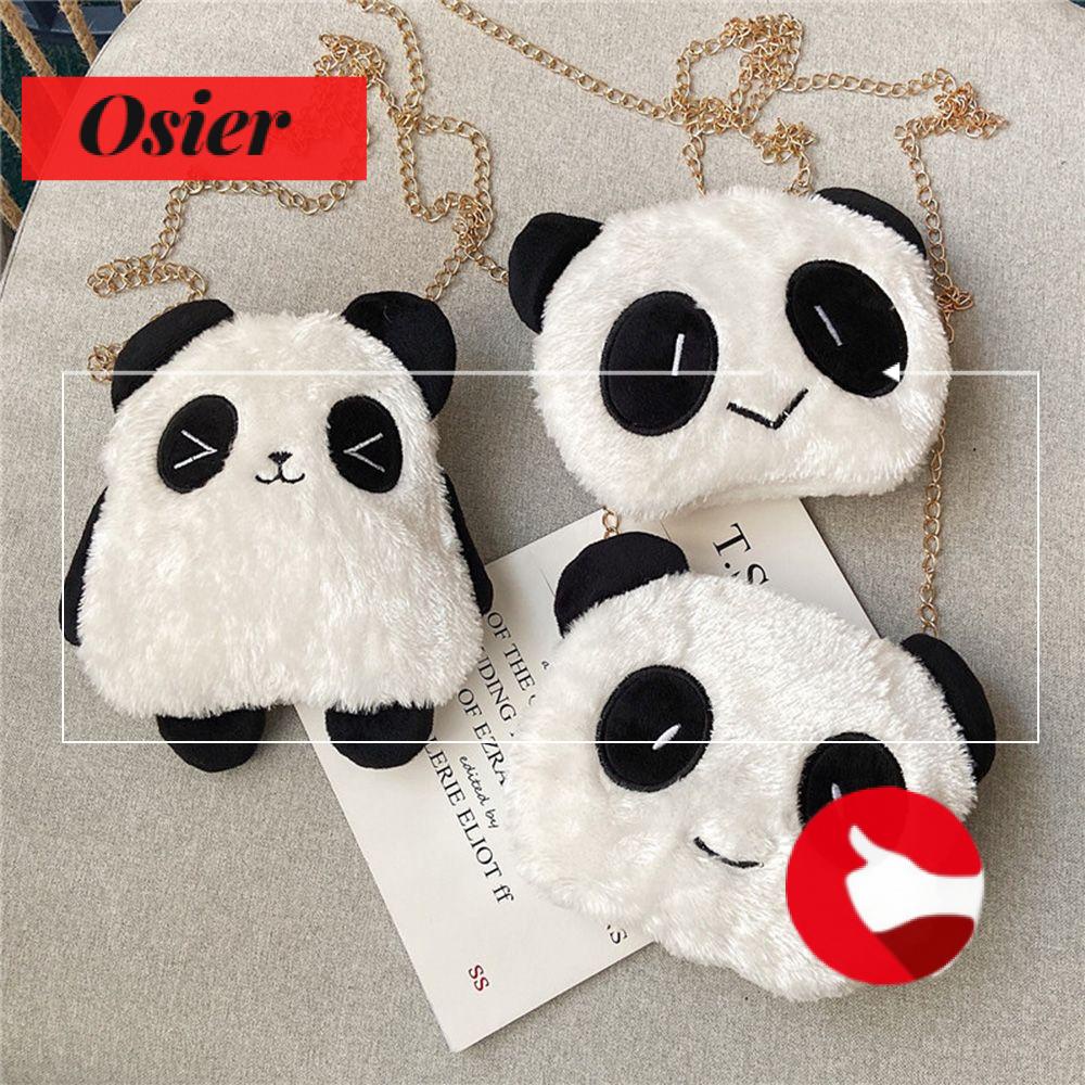 Túi đeo chéo phối hình gấu trúc nhồi bông dễ thương đa năng thời trang thu đông cho nữ