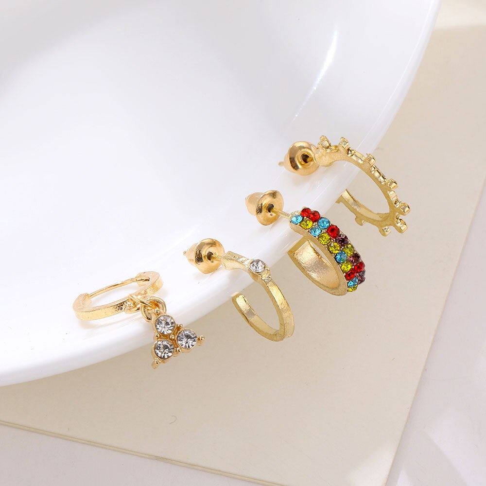 Set 4 Khuyên Tai Đính Đá Phong Cách Bohemian Dành Cho Nữ