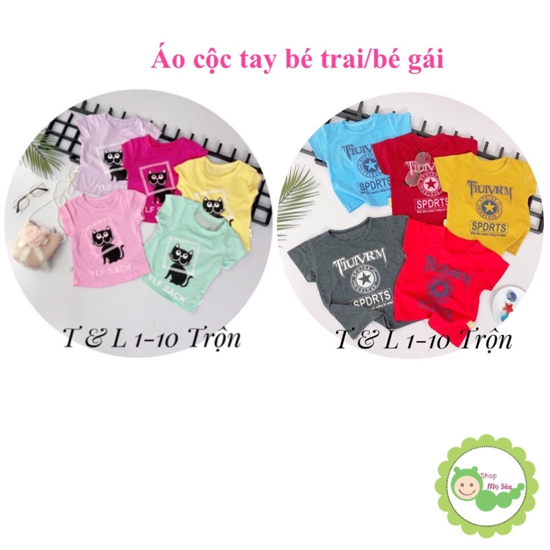 Áo cộc tay bé gái, bé trai chất cotton 4c đẹp (4-15kg) nhiều mẫu