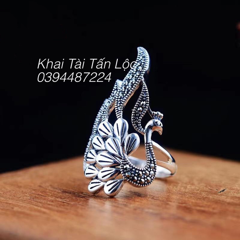 Nhẫn chim công - khổng tước mạ bạc biểu tượng quyến rũ , quyền lực