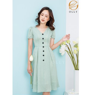 Đầm chấm bi tay lỡ OLLY_OV19.005