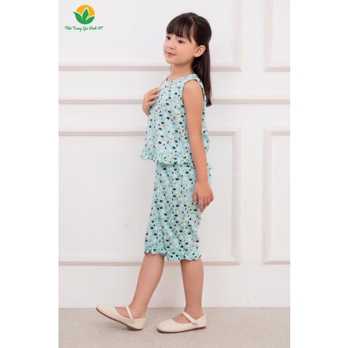 Bộ cotton mặc nhà bé gái quần đùi, áo sát nách B65.2102 - Thời Trang Gia Đình VT