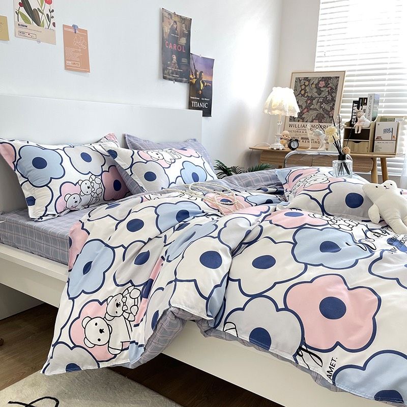 Bộ Chăn Ga Gối Cotton Poly Nhập Khẩu Hoa Cam