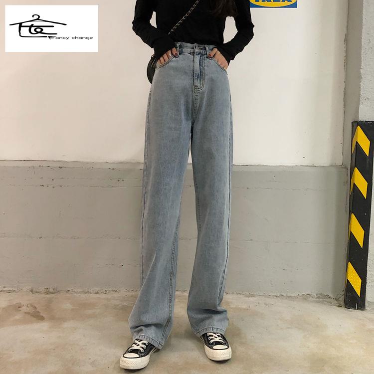 Quần Jean Dài Lưng Cao Dáng Rộng Phong Cách Hàn Quốc Mẫu Mới Thời Trang Xuân Thu Cho Nữ 2022
