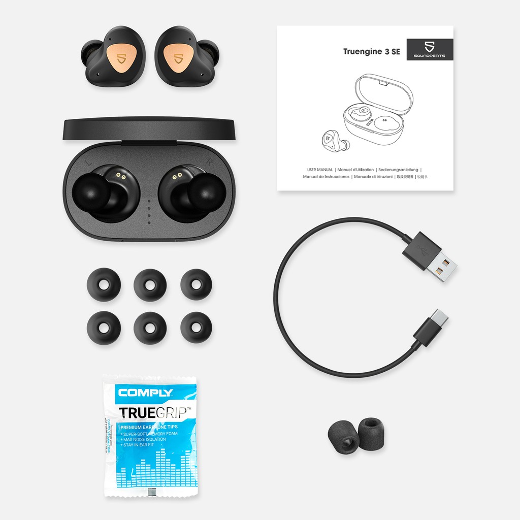 [Mã ELMALL300K giảm 5% đơn 500K] Tai Nghe True Wireless Earbuds SoundPEATS Truengine 3 SE Bluetooth V5.0 6,5h