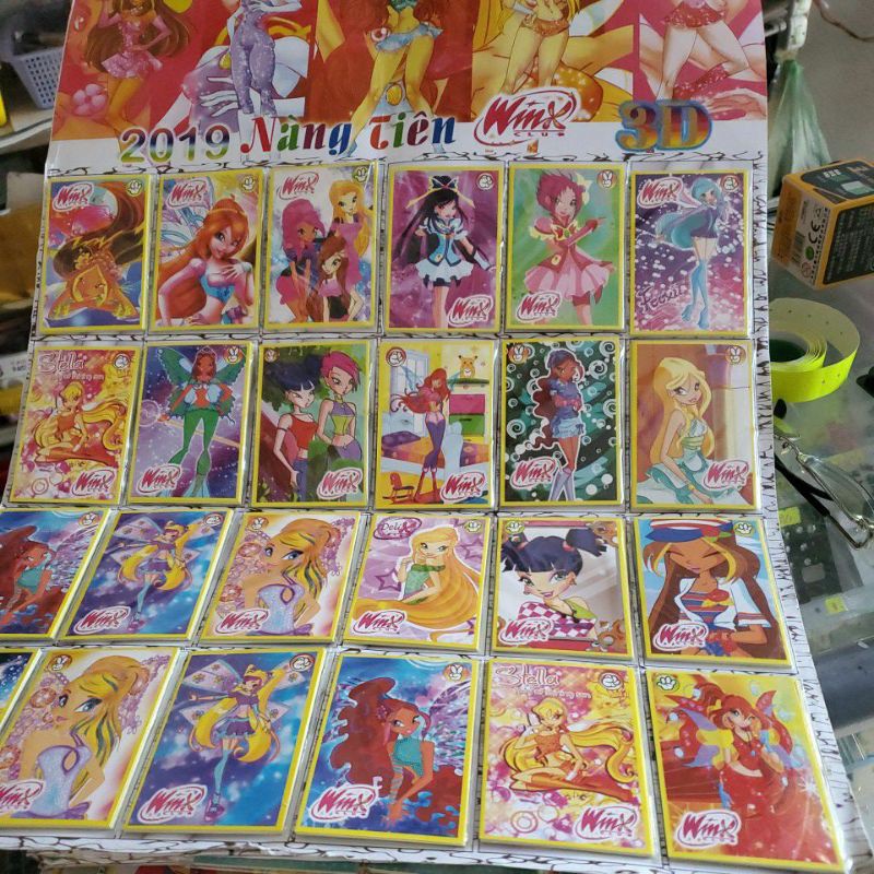 Vỉ 24 xấp thẻ bài Winx kéo búa bao