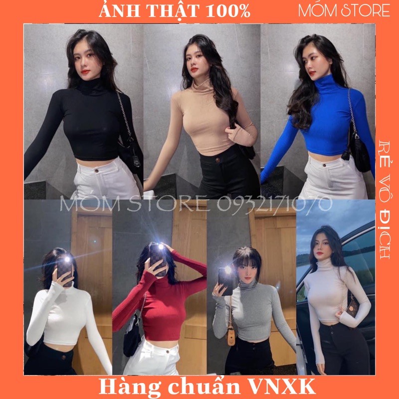 Áo Croptop Cổ Lọ Tay Dài Crop Thun Gân Xịn [ẢNH THẬT 100%]