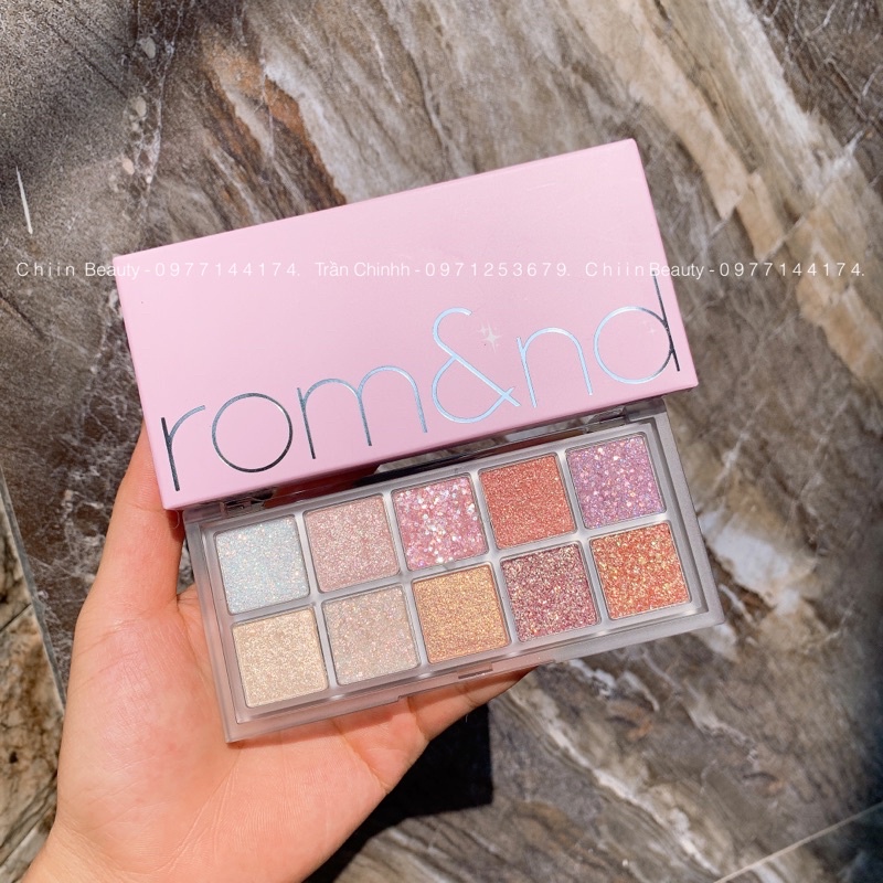 Bảng phấn mắt nhũ ROMAND Better Than Eye Palette màu số 00 Light and Glitter Garden 10 ô nhũ bling bling