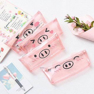 Hộp Bút Trong Heo Hồng Và Chó Trắng