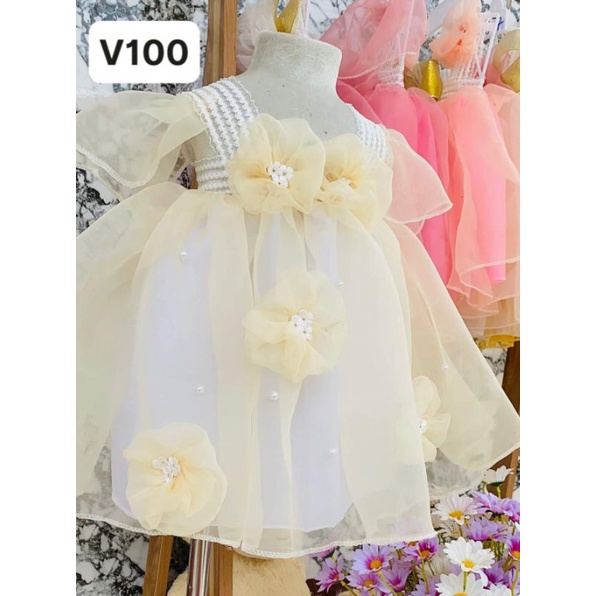 Đầm dự tiệc cho bé màu nude đáng yêu D06