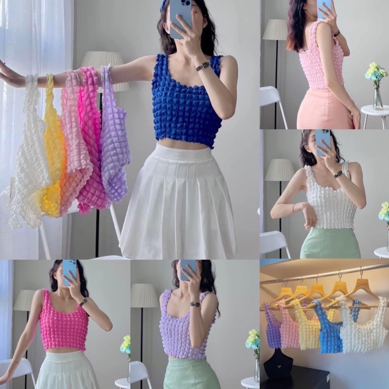 ÁO HAI DÂY TO VẢI XỐP MỚI QC ẢNH THẬT CLIP THẬT ALOHASTORE1