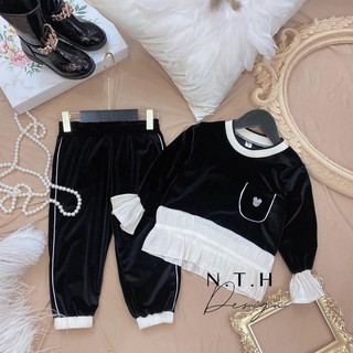 Bộ nhung bèo vạt trắng cho bé