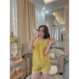 Set Đũi Tằm Lạnh Phối Quần Short Cạp Chun Sang Trọng, Set đũi tằm viền ren xịn xò hottrend 2021
