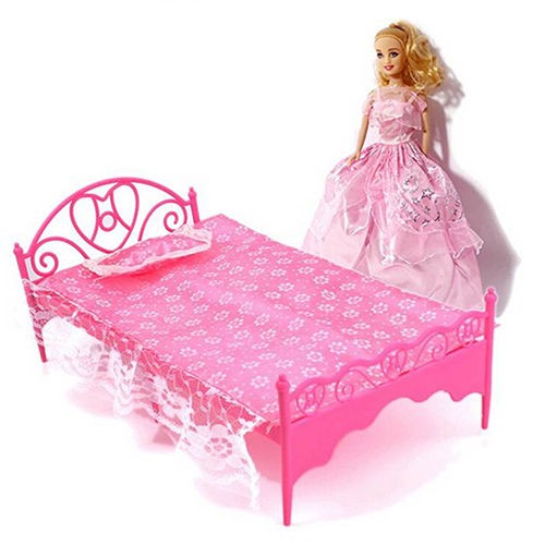Giường Đơn Bằng Nhựa Cho Búp Bê Barbie