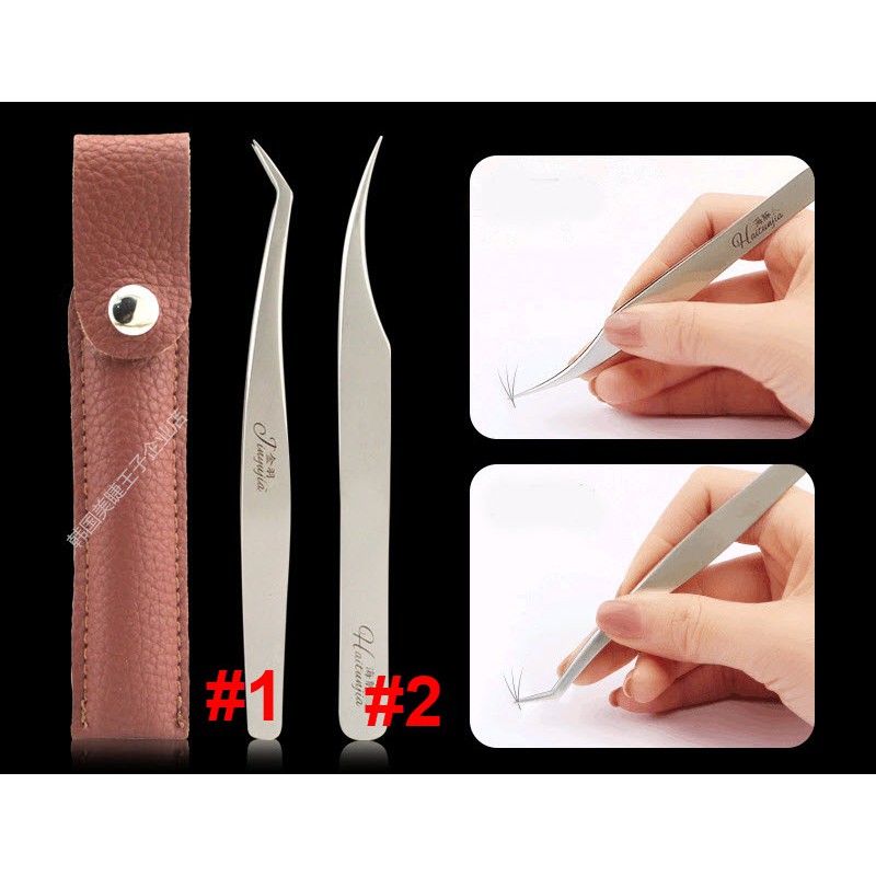 Nhíp Gắp Mi, Nhíp Tách Mi Có Bao Da - Lẻ 1 Cái