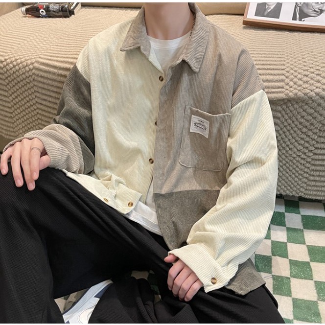 Áo sơ mi nam oversize ,Áo sơmi khoác ngoài nam  phối màu ulzzang đi chơi đi học Áo sơ mi tay dài nam nữ form rộng unisex