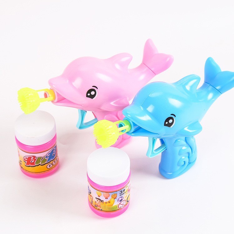 Súng bắn bong bóng xà phòng hình Cá Heo 12cm không cần pin