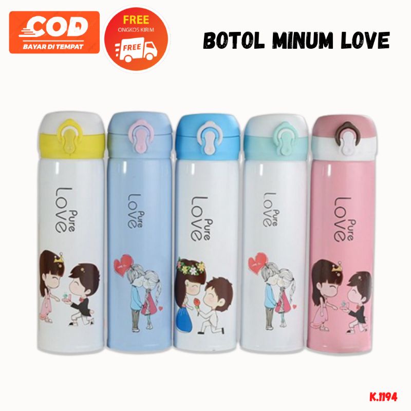 Bình Đựng Nước Thủy Tinh 450ML Nút Trái Tim Tình Yêu / Chai Nước Nóng / Bình Nước Tinh Khiết / Bộ Đồ Ăn Uống Có Nút Trái Tim / Nhân Vật Giá Rẻ