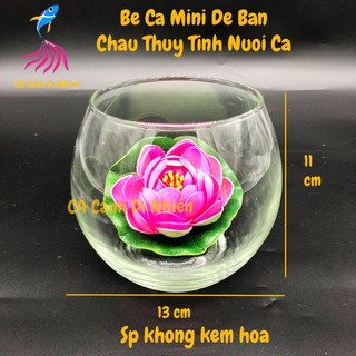 Chậu thủy tinh, bể cá mini để bàn tròn size 13 x 11 cm HT04